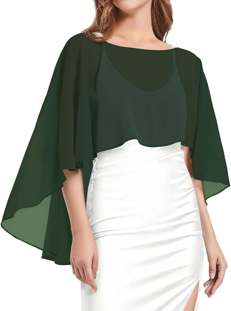 CHICGAL Womens Capelets Shawls and Wraps for Evening Dress Chiffon Capes Wedding Cover Up - Image 1
